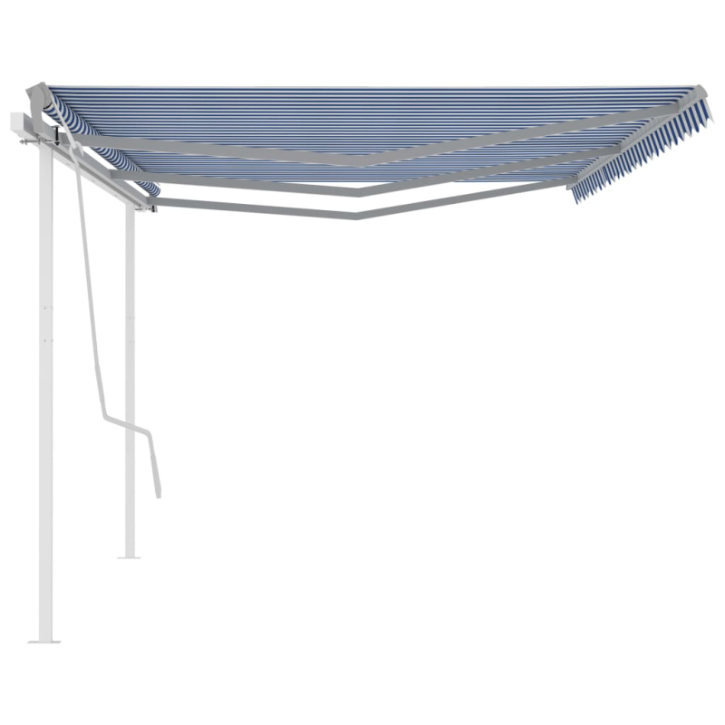 Gelenkarmmarkise Einziehbar mit Pfosten 6x3,5 m Blau und Weiß