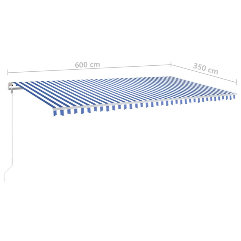 Gelenkarmmarkise Einziehbar mit Pfosten 6x3,5 m Blau und Weiß