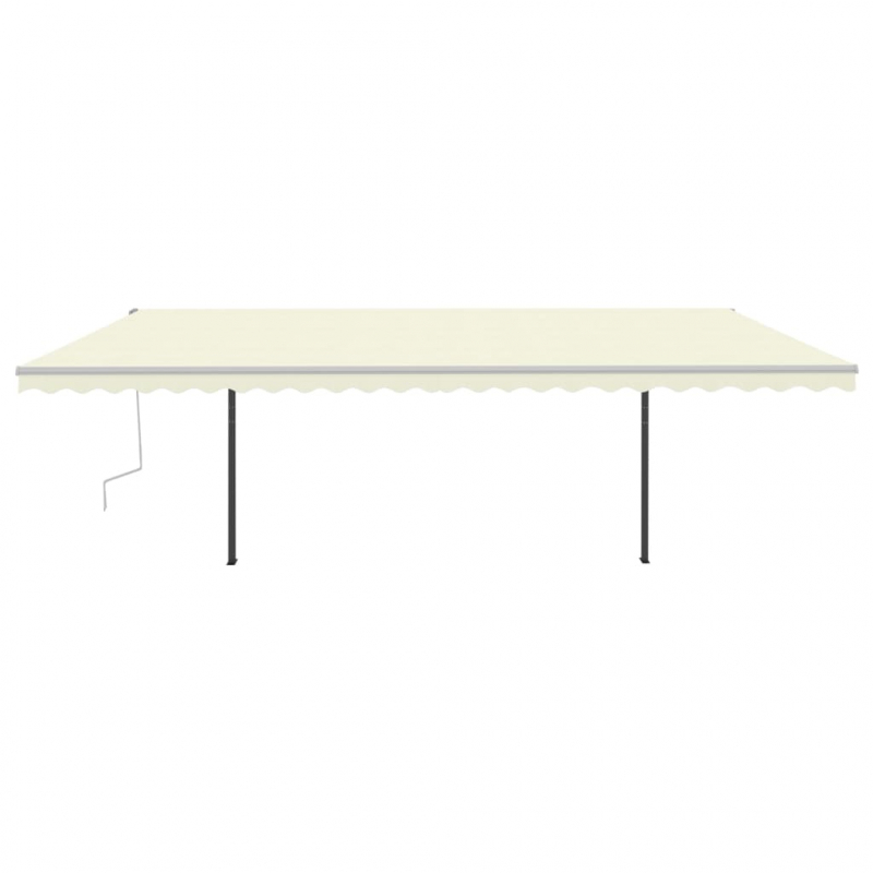 Markise Manuell Einziehbar mit Pfosten 6x3 m Creme