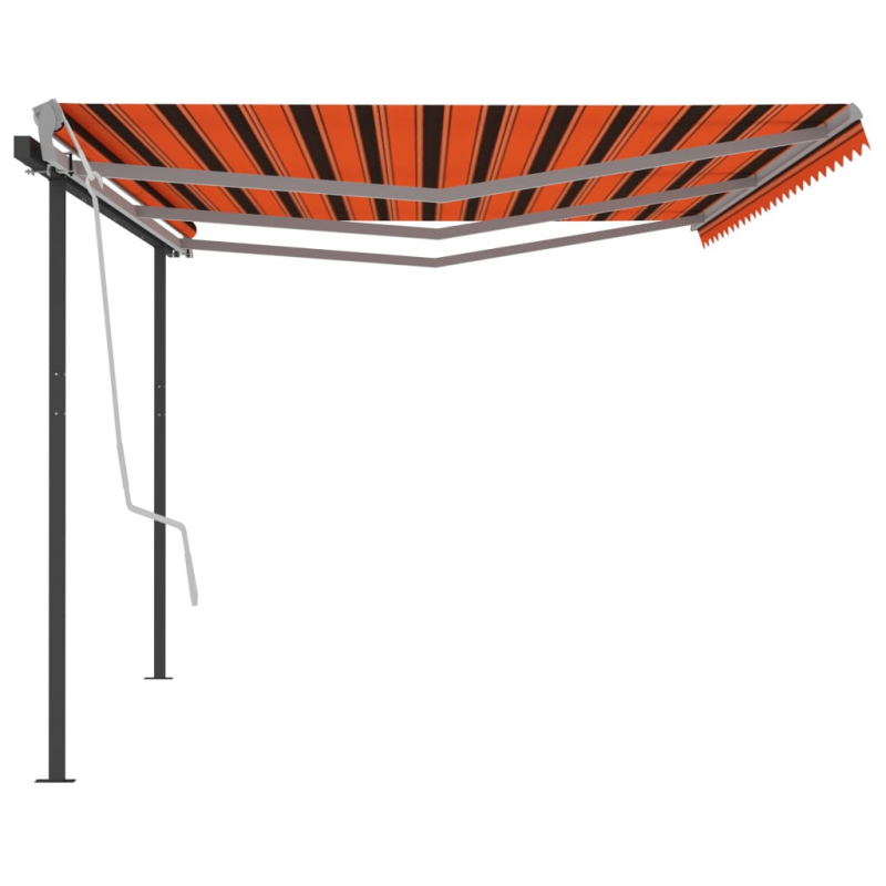 Markise Manuell Einziehbar mit Pfosten 6x3,5 m Orange Braun