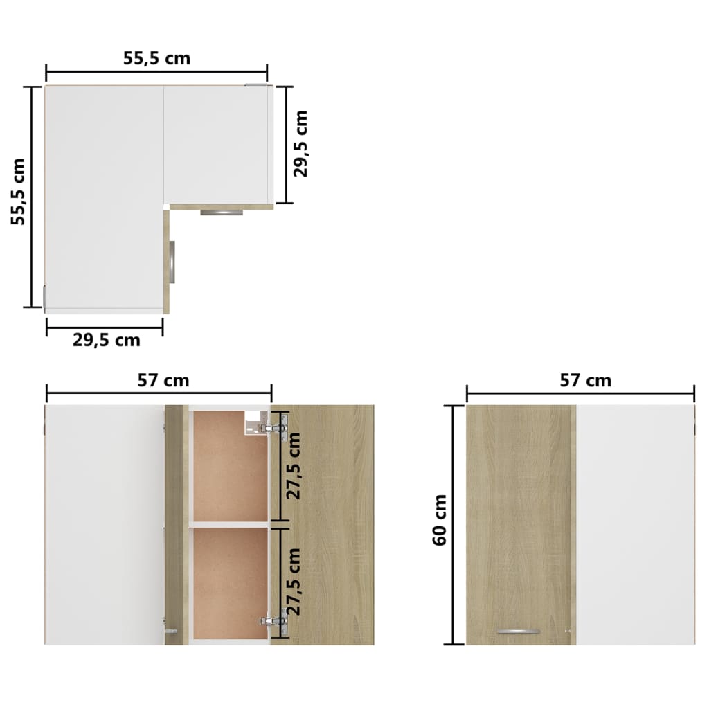 Eckhängeschrank Sonoma-Eiche 57x57x60 cm Holzwerkstoff