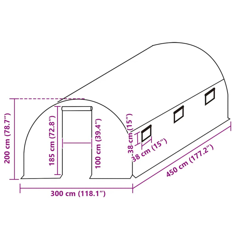 Ersatzabdeckung für Gewächshaus (13,5 m²) 3x4,5x2 m Transparent