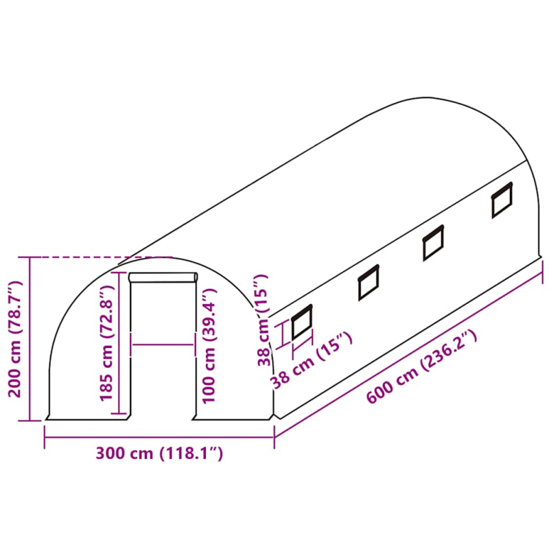 Ersatzabdeckung für Gewächshaus (18 m²) 3x6x2 m Transparent