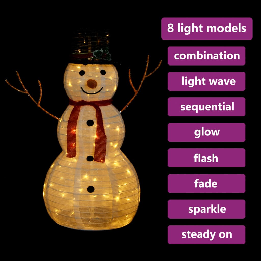 LED-Schneemann Weihnachtsfigur Luxus-Stoff 90 cm