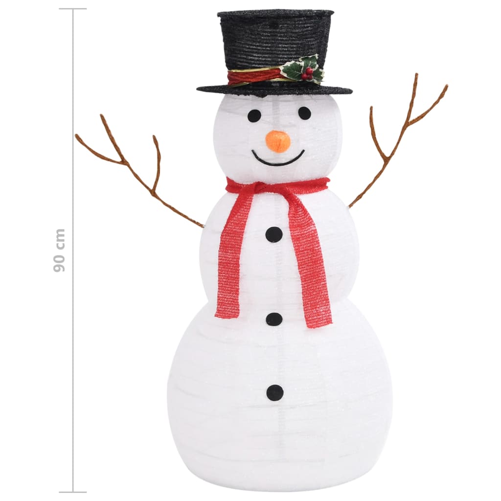 LED-Schneemann Weihnachtsfigur Luxus-Stoff 90 cm