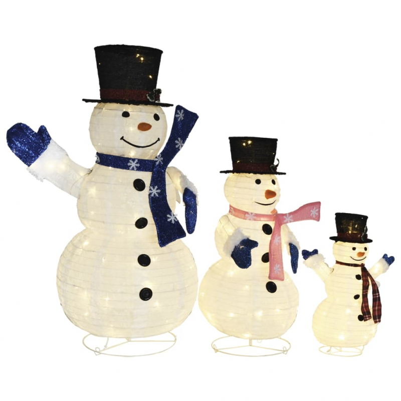 LED-Schneemann Familie Weihnachtsfigur Luxus-Gewebe