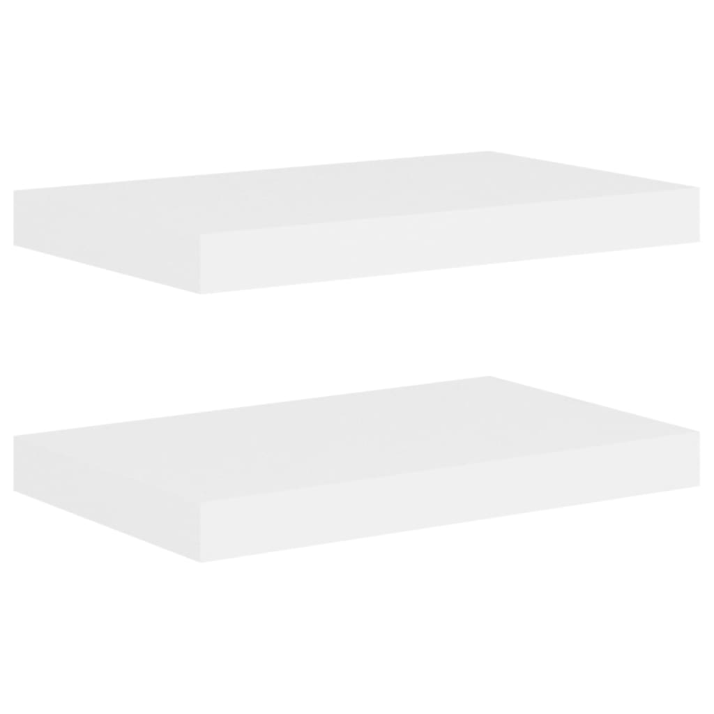 Schweberegale 2 Stk. Eichen-Optik und Weiß 40x23x3,8 cm MDF