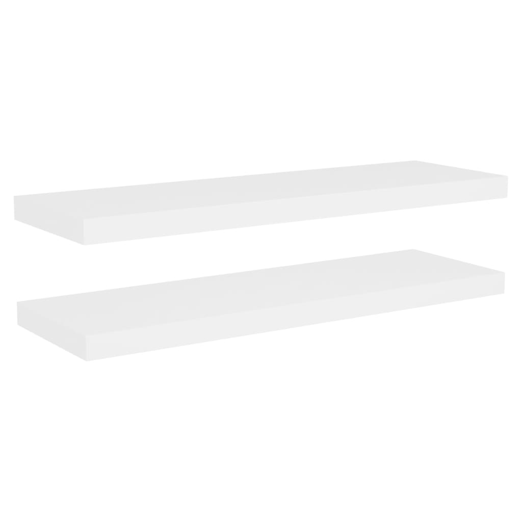 Schweberegale 2 Stk. Eichen-Optik und Weiß 80x23,5x3,8 cm MDF