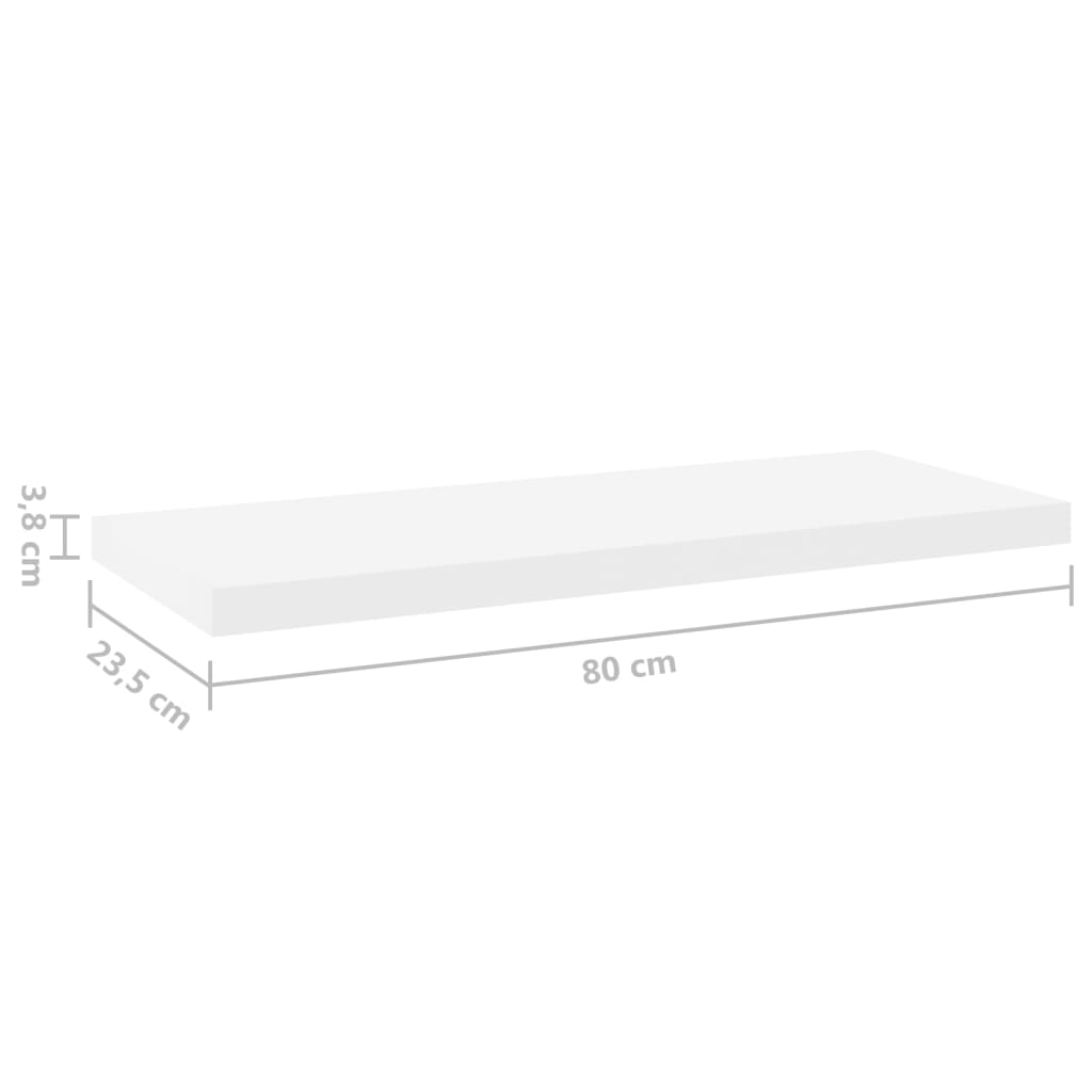 Schweberegale 2 Stk. Eichen-Optik und Weiß 80x23,5x3,8 cm MDF