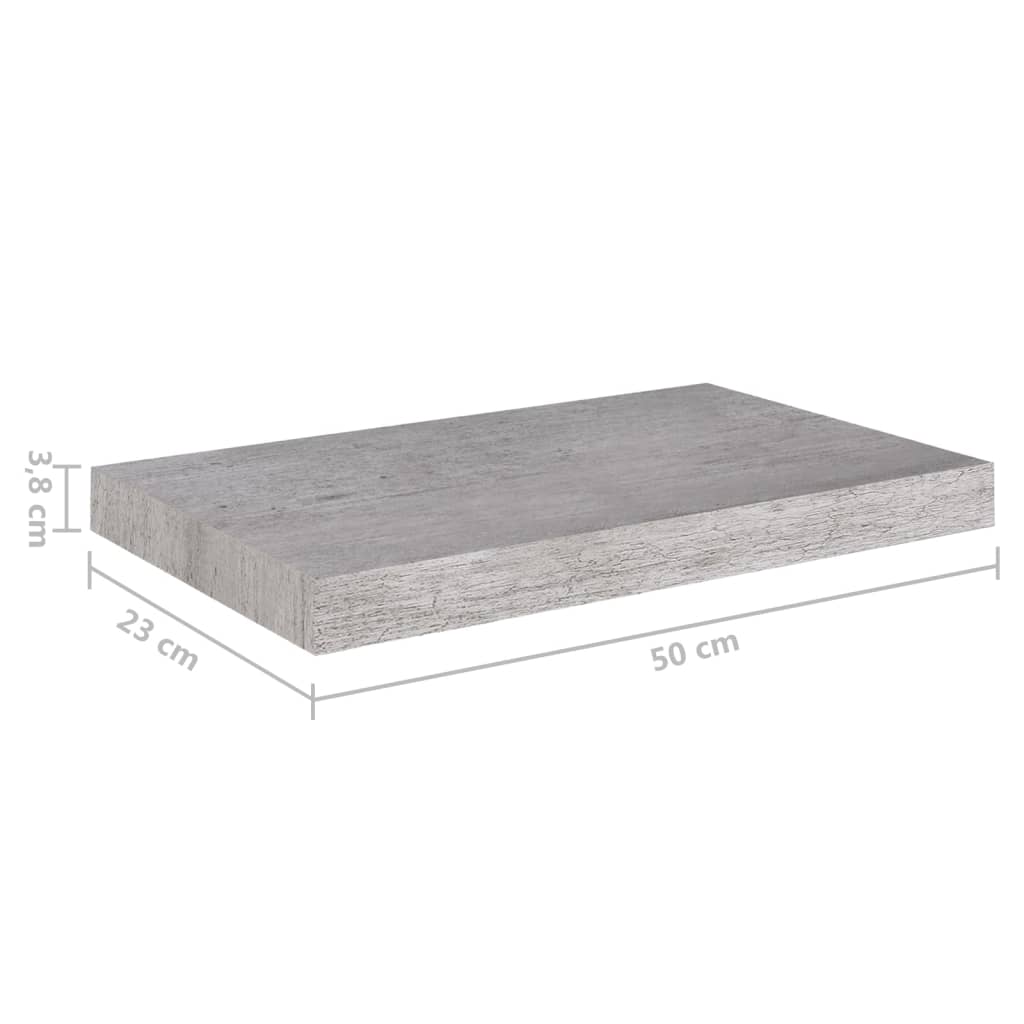 Schweberegal Betongrau 50x23x3,8 cm MDF