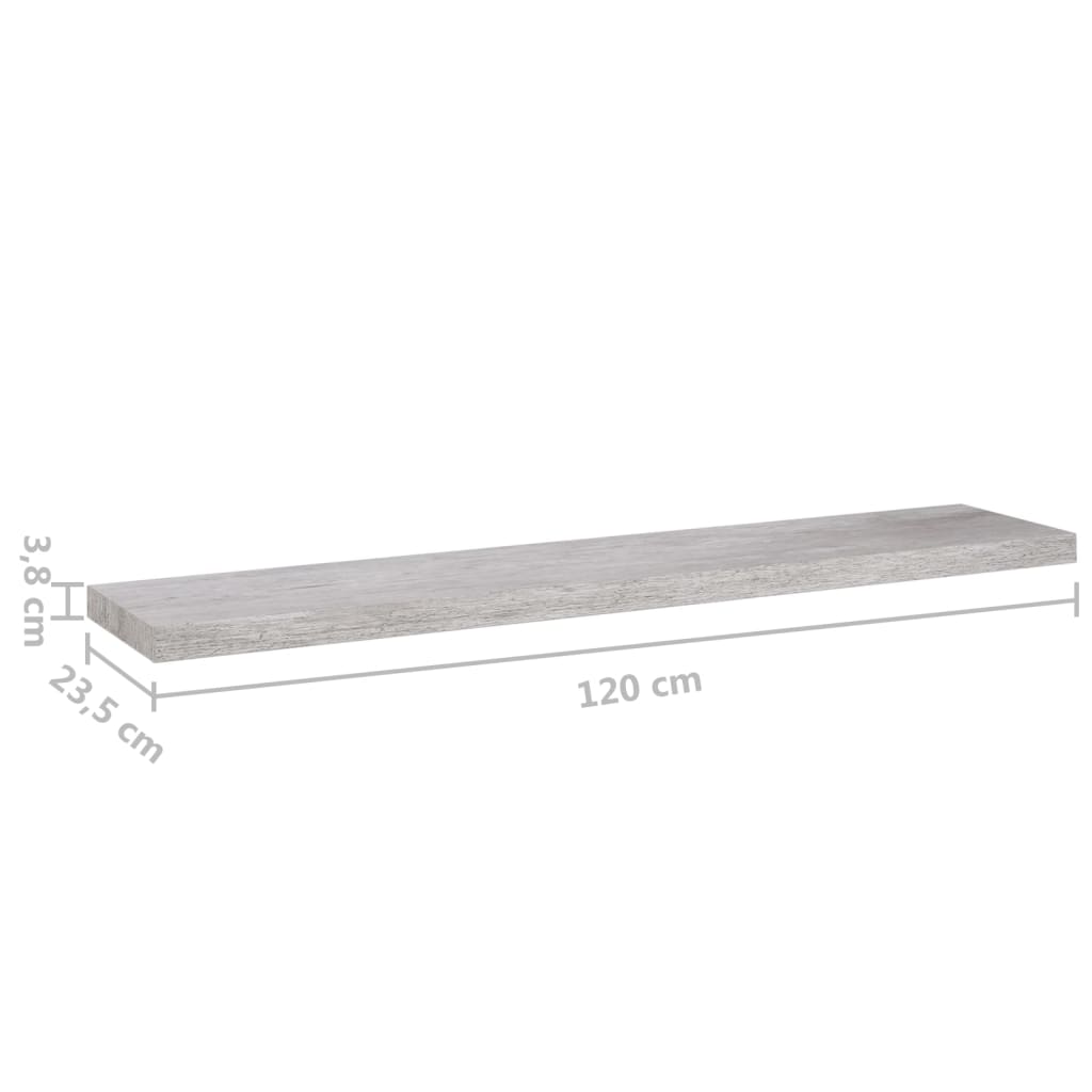 Schweberegal Betongrau 120x23,5x3,8 cm MDF