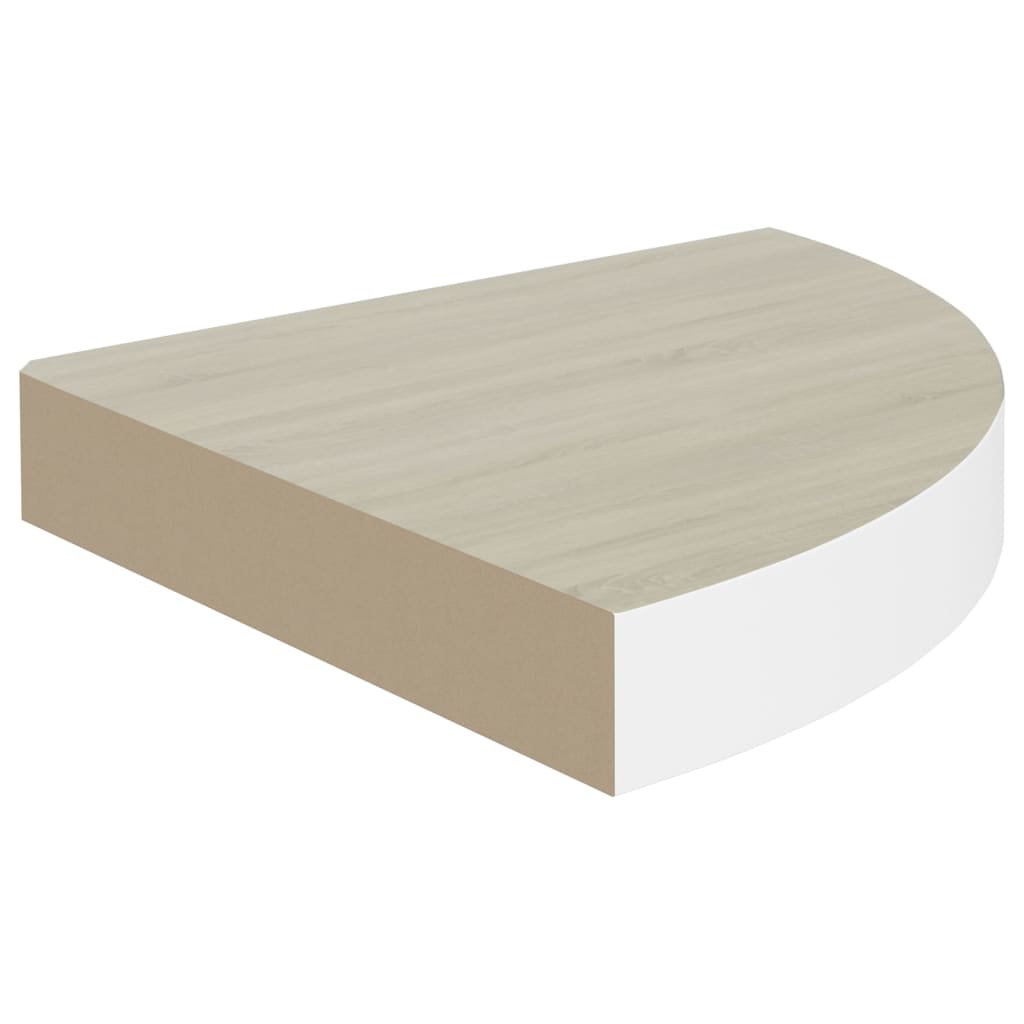 Eck-Wandregal 2 Stk. Eiche und Weiß 25x25x3,8 cm MDF