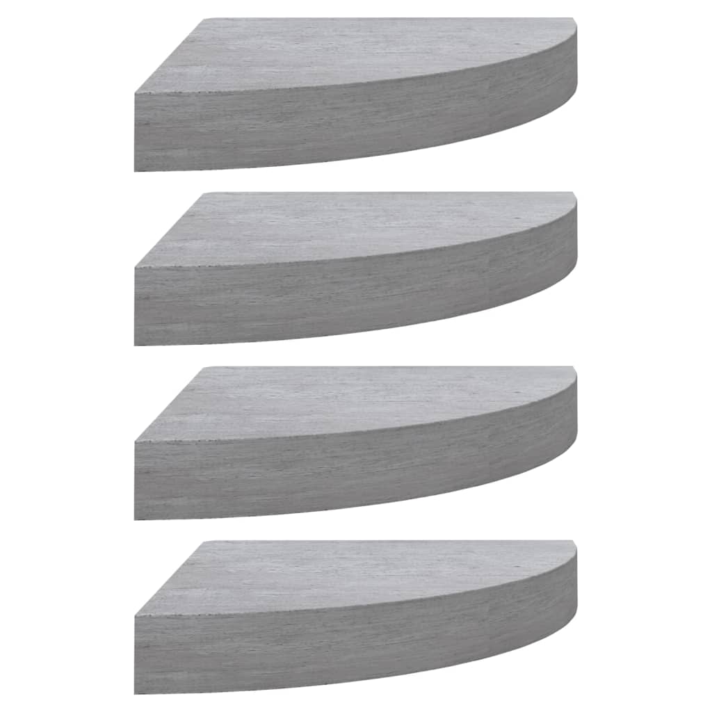 Eck-Schweberegale 4 Stk. Betongrau 25x25x3,8 cm MDF