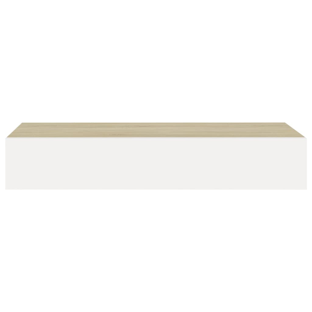 Wandregal mit Schublade Eichen-Optik und Weiß 60x23,5x10 cm MDF