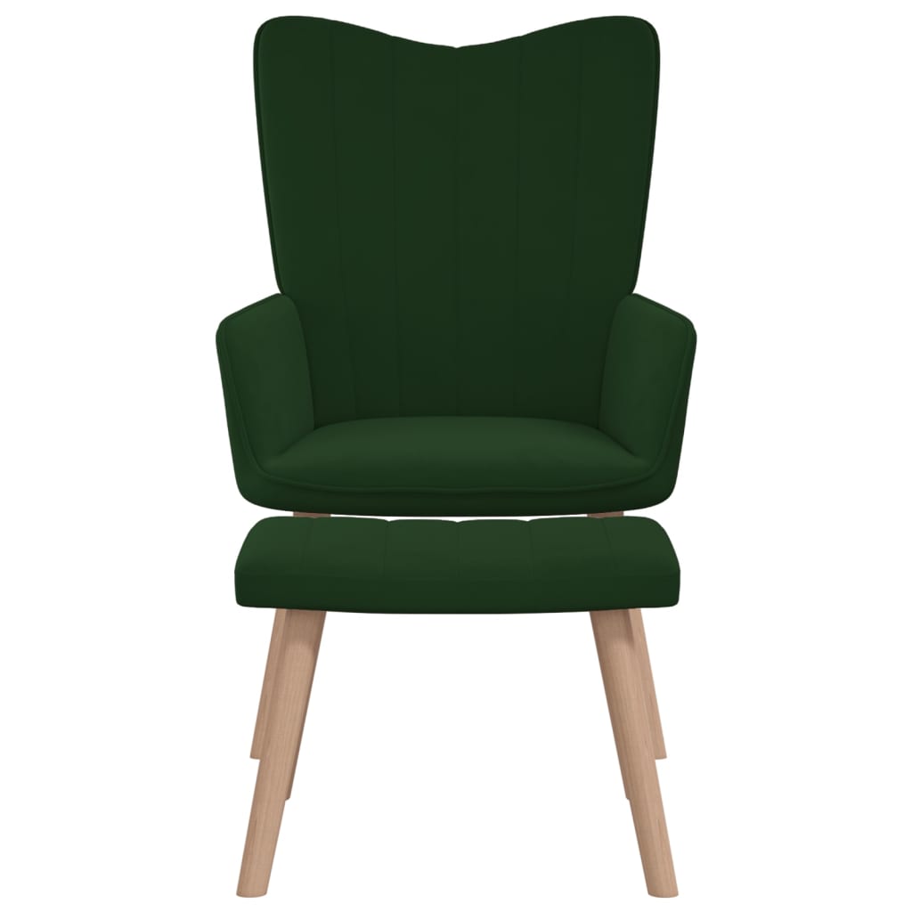 Relaxsessel mit Hocker Dunkelgrün Samt