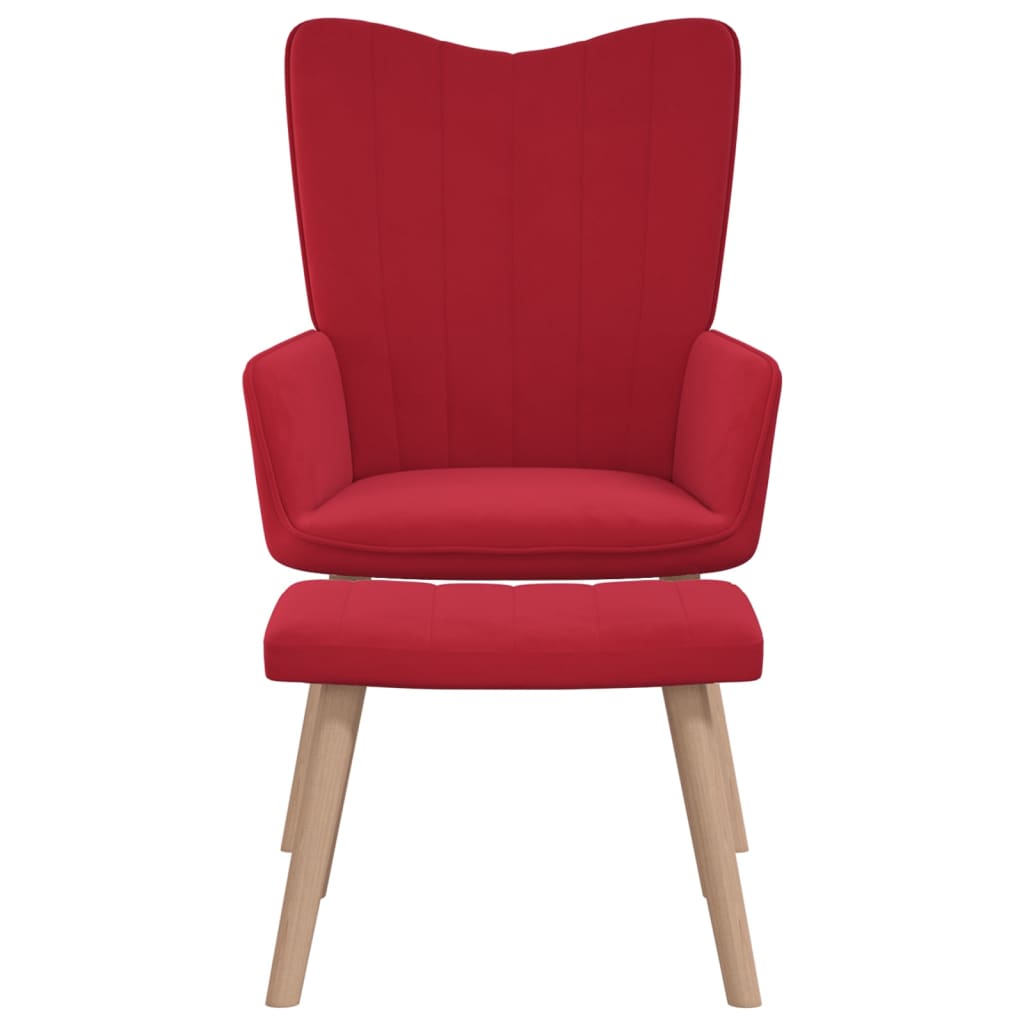 Relaxsessel mit Hocker Weinrot Samt