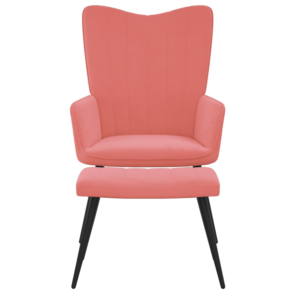 Relaxsessel mit Hocker Rosa Samt