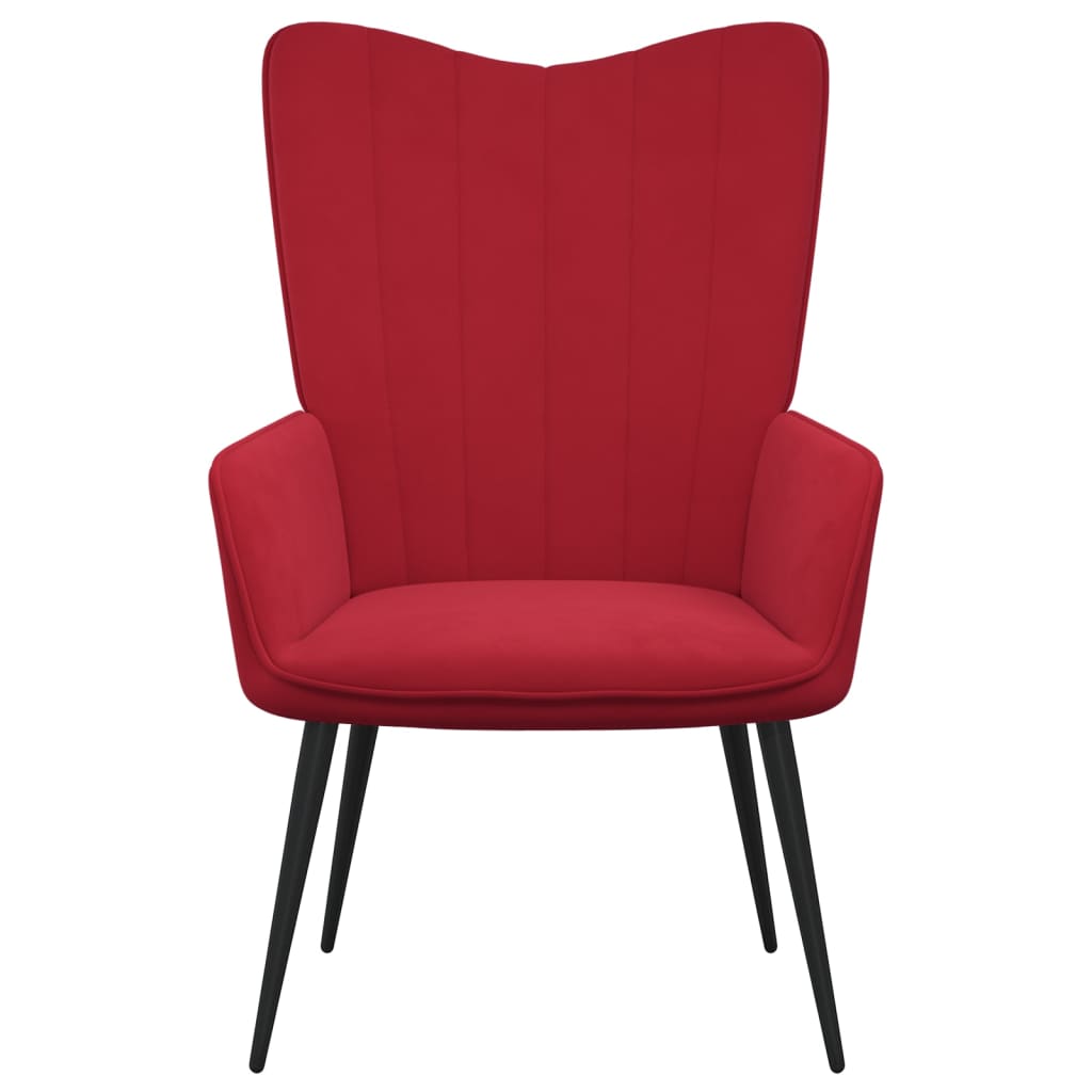 Relaxsessel mit Hocker Weinrot Samt