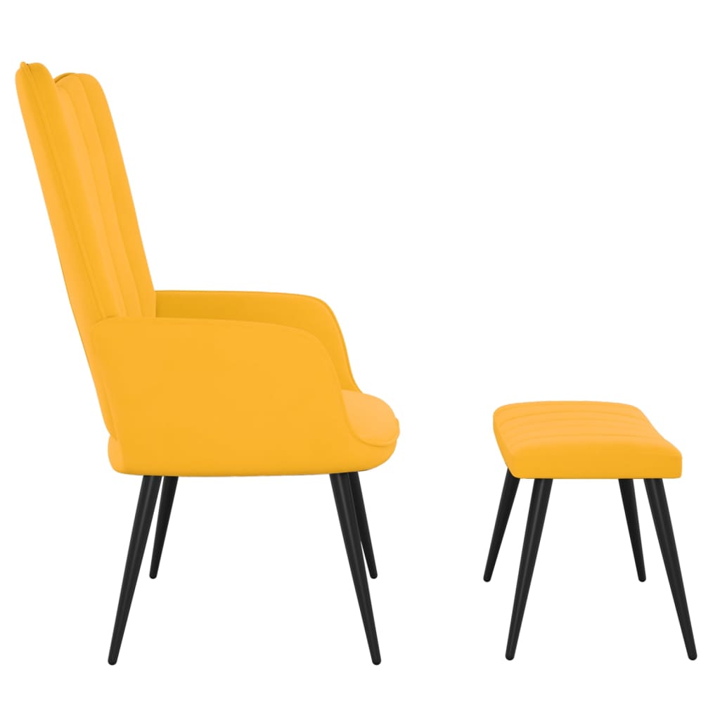 Relaxsessel mit Hocker Senfgelb Samt