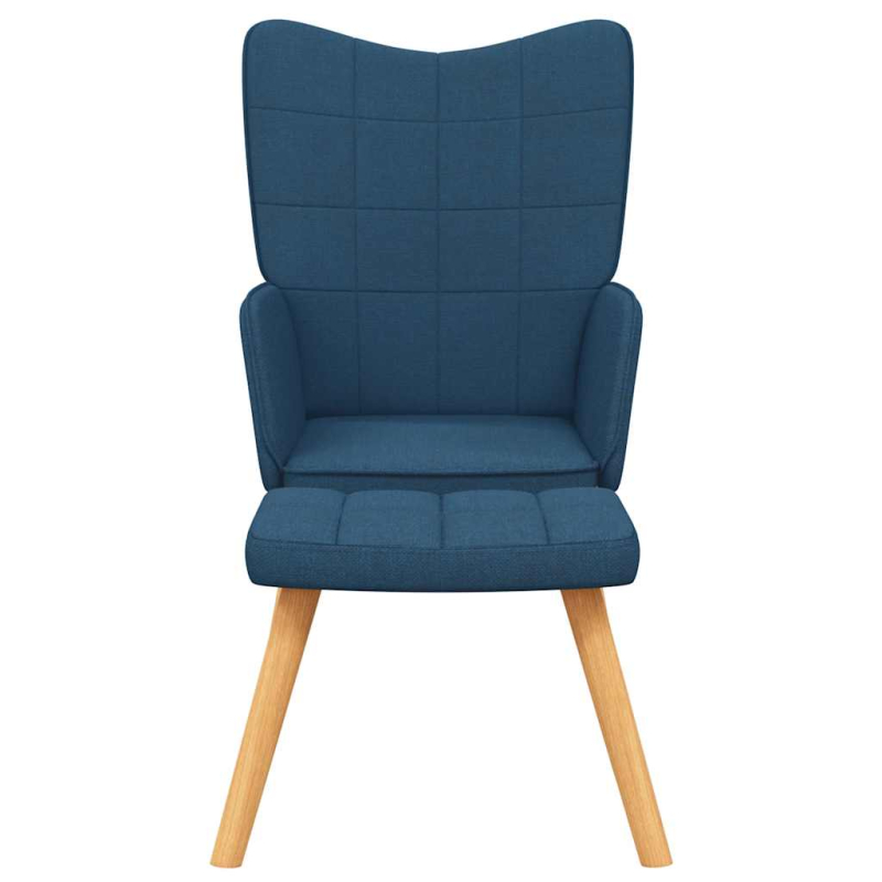 Relaxsessel mit Hocker Blau Stoff
