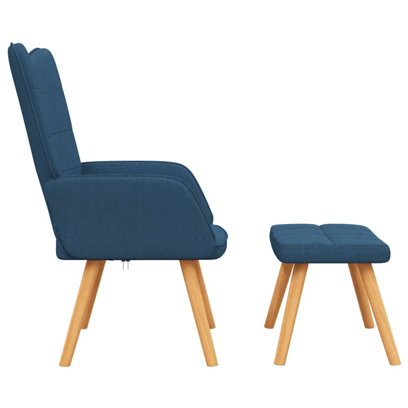 Relaxsessel mit Hocker Blau Stoff