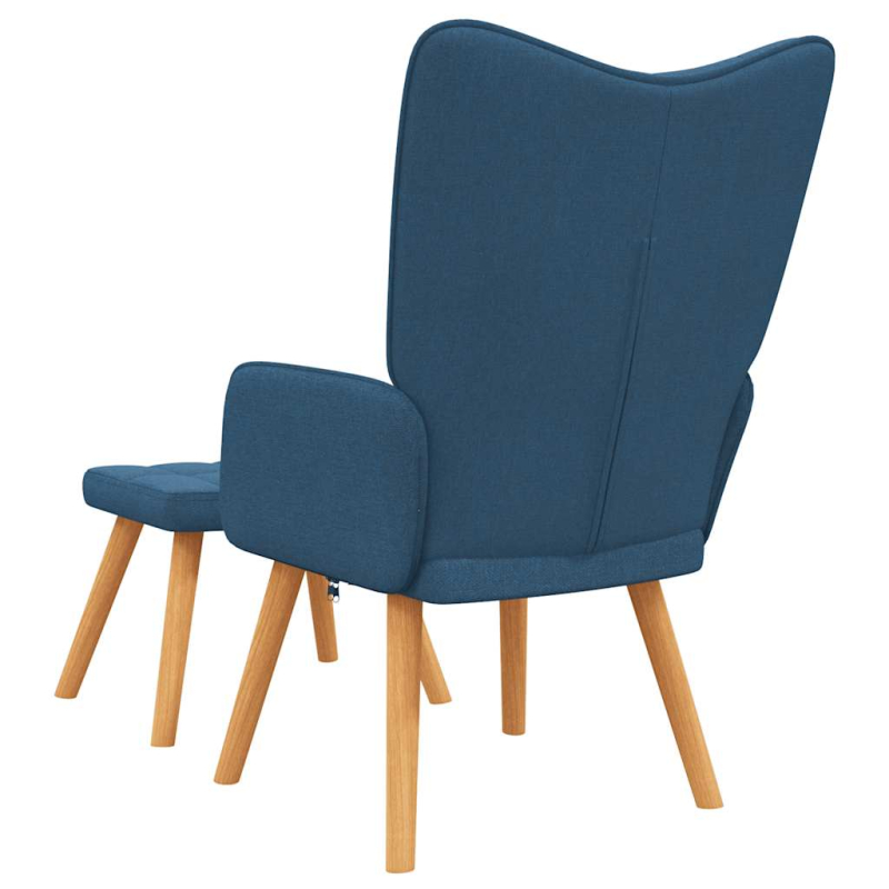 Relaxsessel mit Hocker Blau Stoff