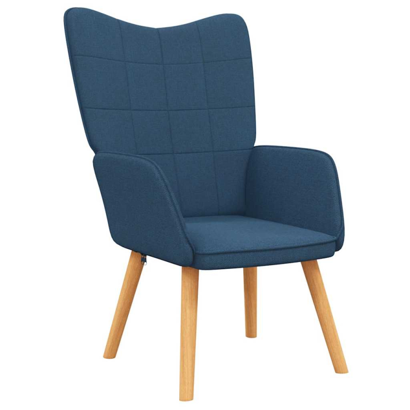 Relaxsessel mit Hocker Blau Stoff