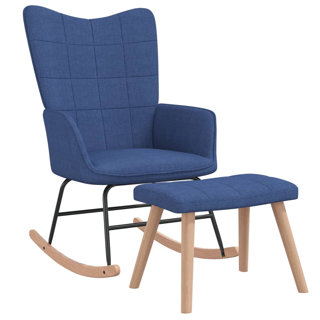 Schaukelsessel mit Hocker Blau Stoff