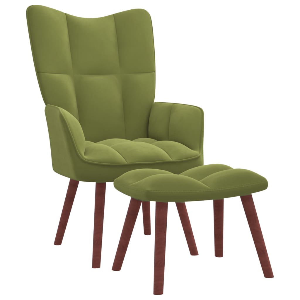 Relaxsessel mit Hocker Hellgrün Samt