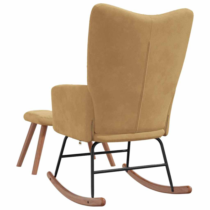 Schaukelstuhl mit Hocker Samt Braun