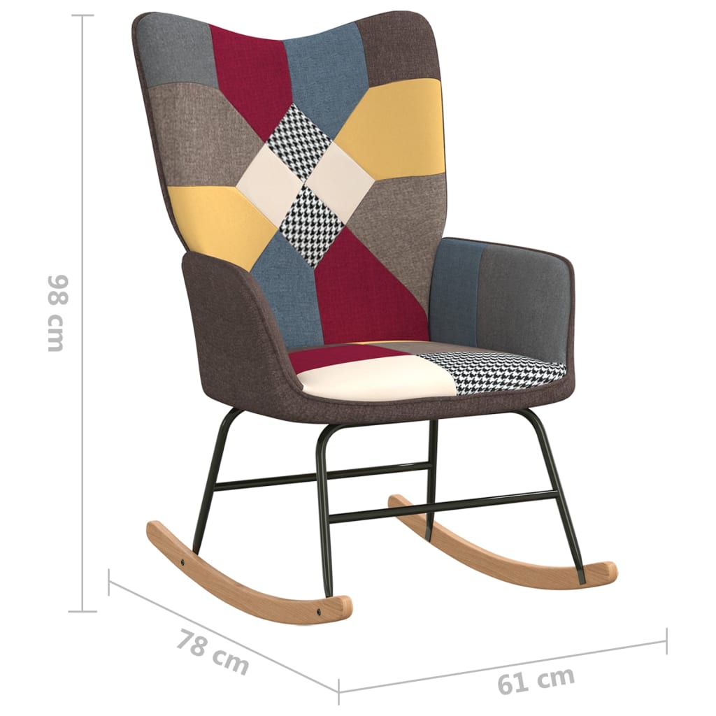 Schaukelstuhl mit Hocker Patchwork Stoff