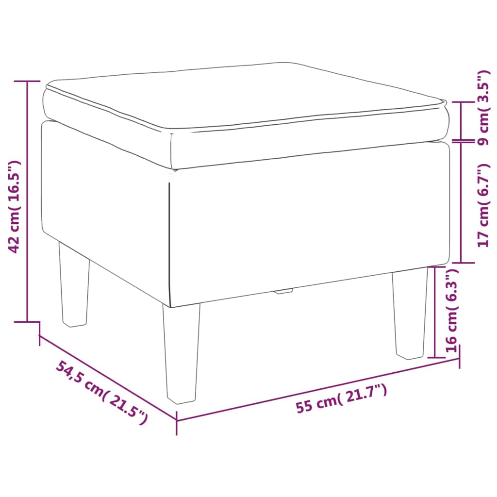 Hocker mit Holzbeinen Schwarz Stoff