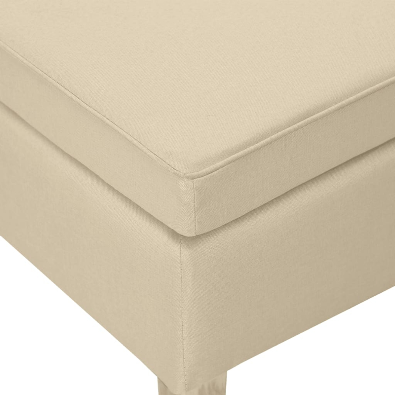 Hocker mit Holzbeinen Creme Stoff