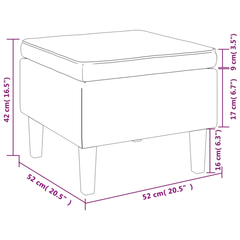 Hocker mit Holzbeinen Creme Stoff