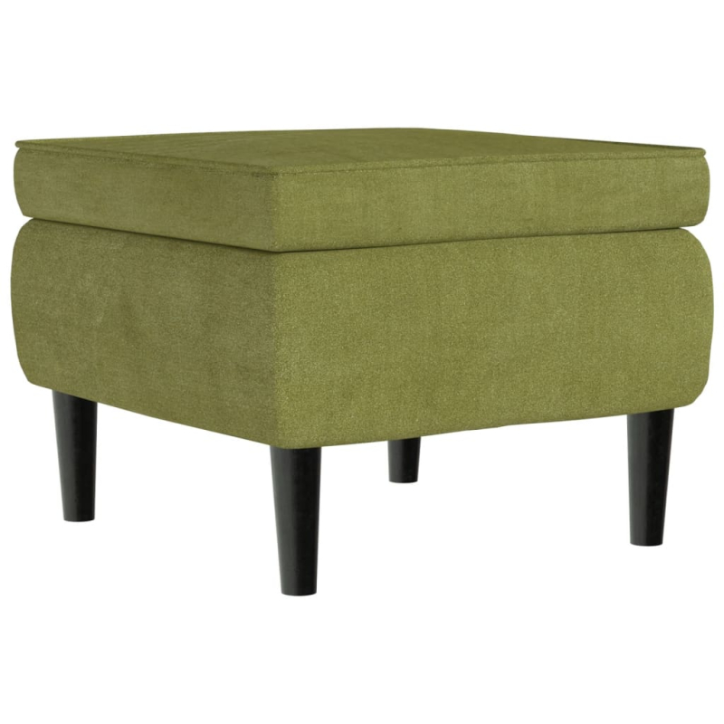 Hocker mit Holzbeinen Hellgrün Samt