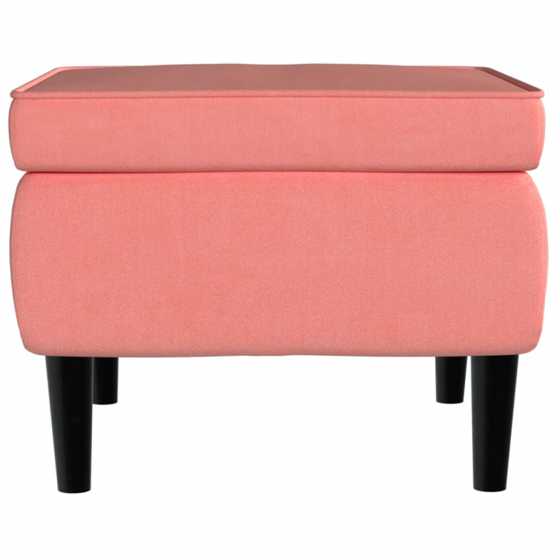 Hocker mit Holzbeinen Rosa Samt