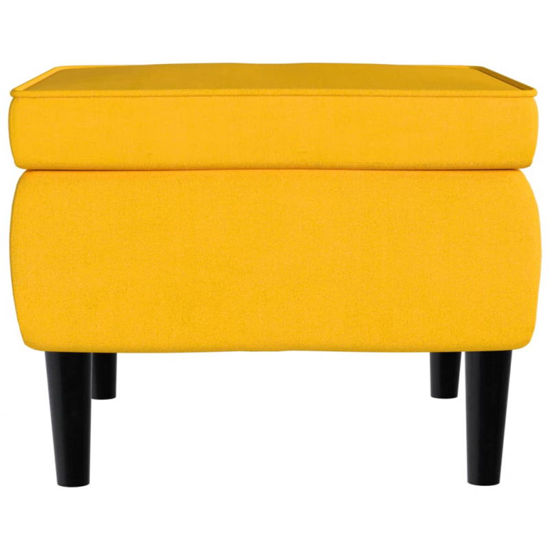Hocker mit Holzbeinen Gelb Samt