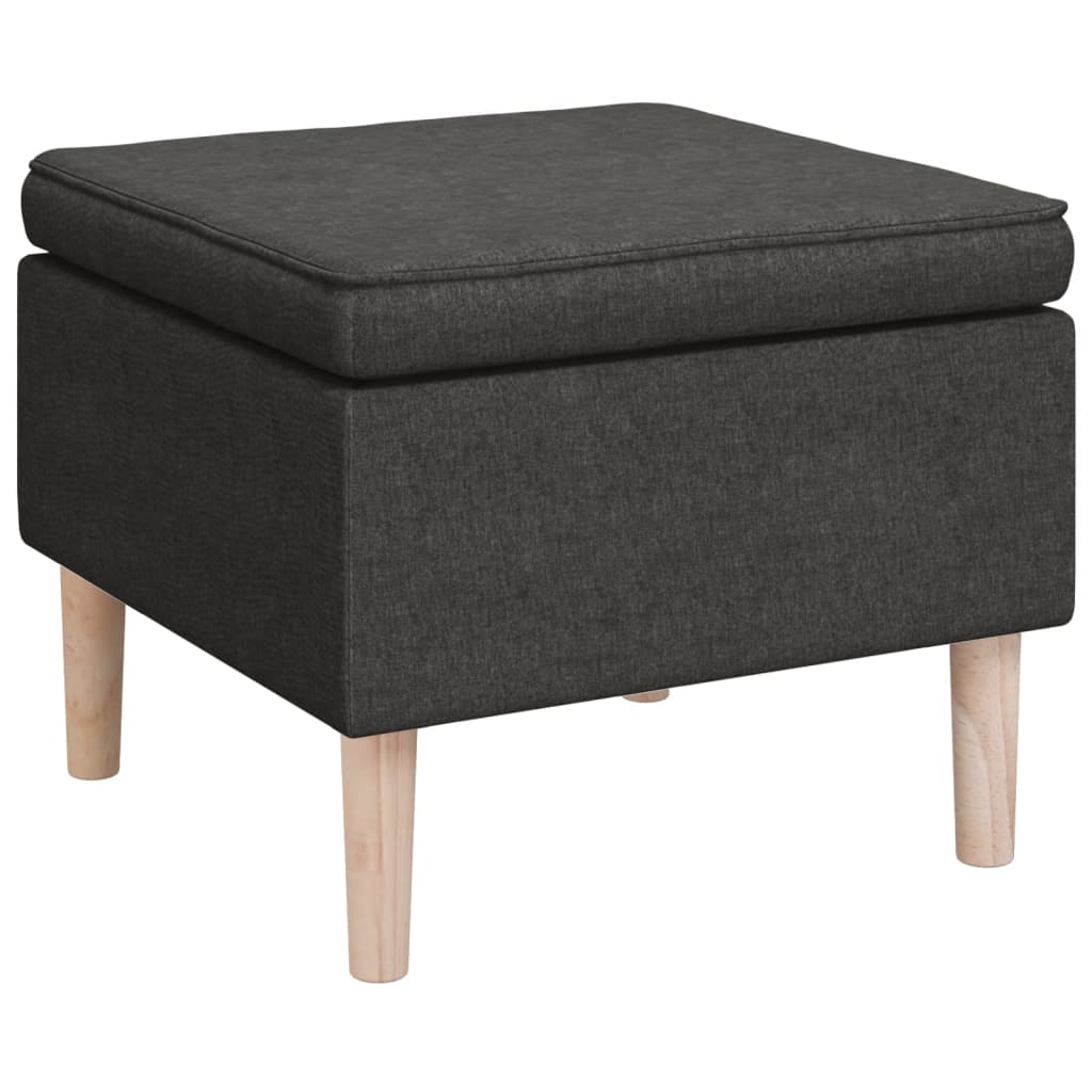 Hocker mit Holzbeinen Dunkelgrau Stoff