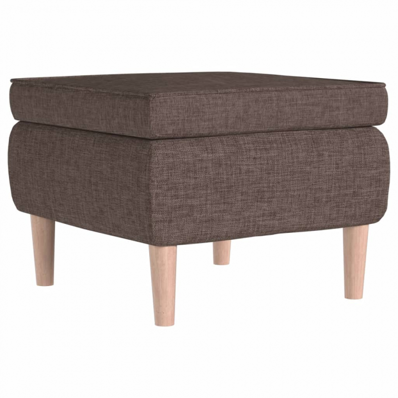 Hocker mit Holzbeinen Taupe Stoff