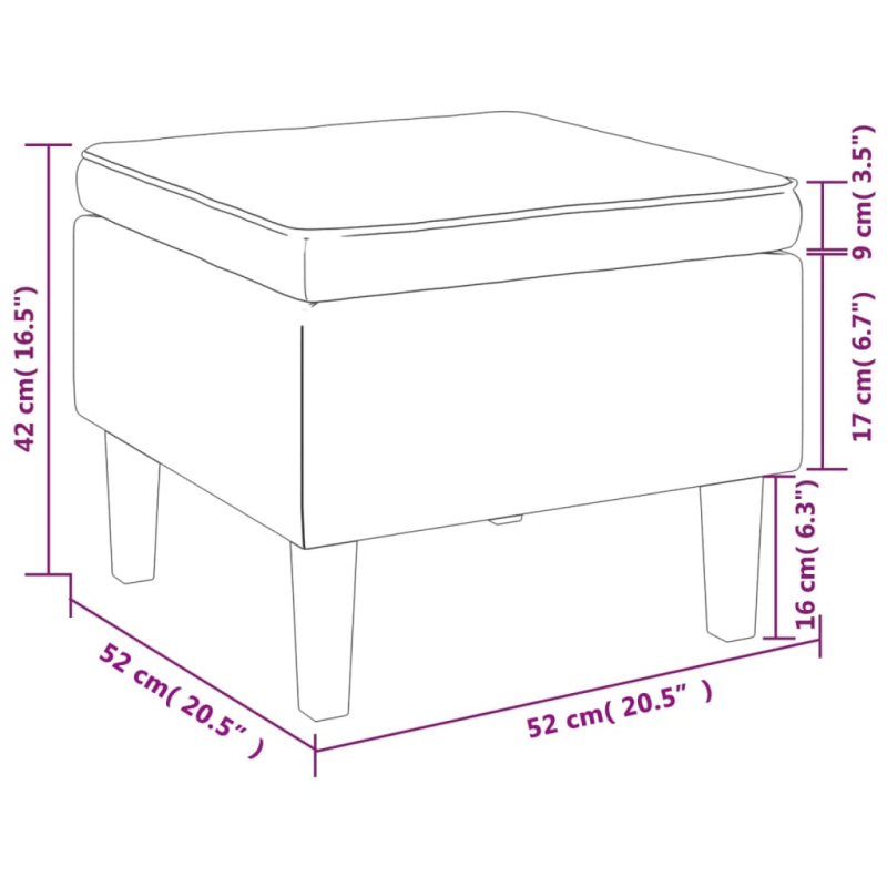Hocker mit Holzbeinen Creme Stoff