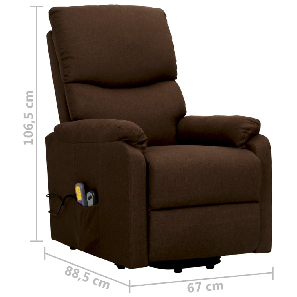 Massagesessel mit Aufstehhilfe Dunkelbraun Stoff