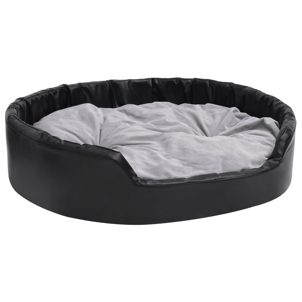 Hundebett Schwarz-Grau 99x89x21 cm Plüsch und Kunstleder