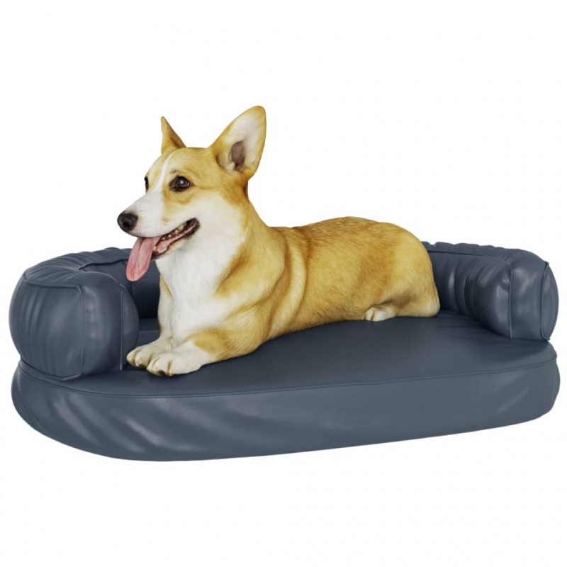 Hundebett Ergonomisch Schaumstoff Dunkelblau 75x53cm Kunstleder