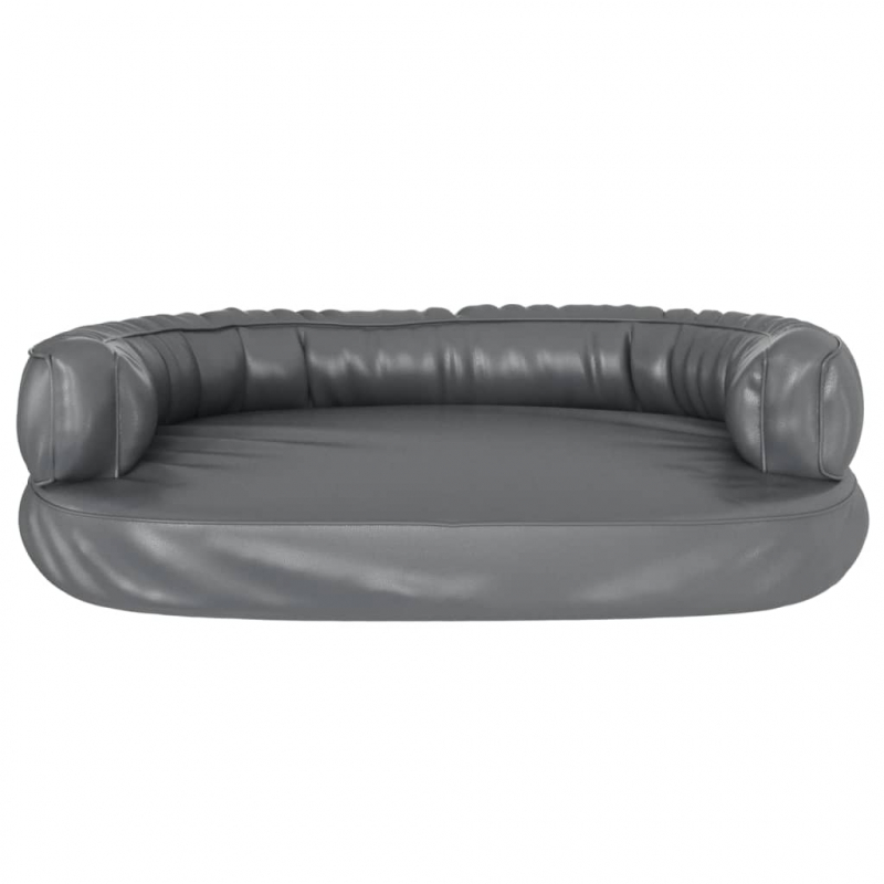 Hundebett Ergonomisch Schaumstoff Grau 75x53 cm Kunstleder