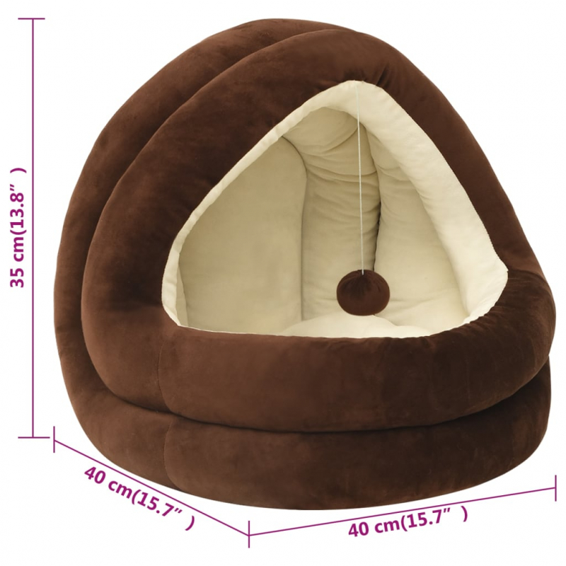 Katzenbett 40x40x35 cm Braun und Creme