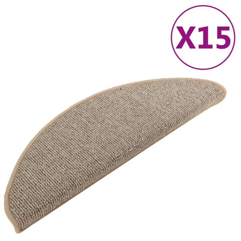 Treppenmatten 15 Stk. Grau und Braun 65x21x4 cm