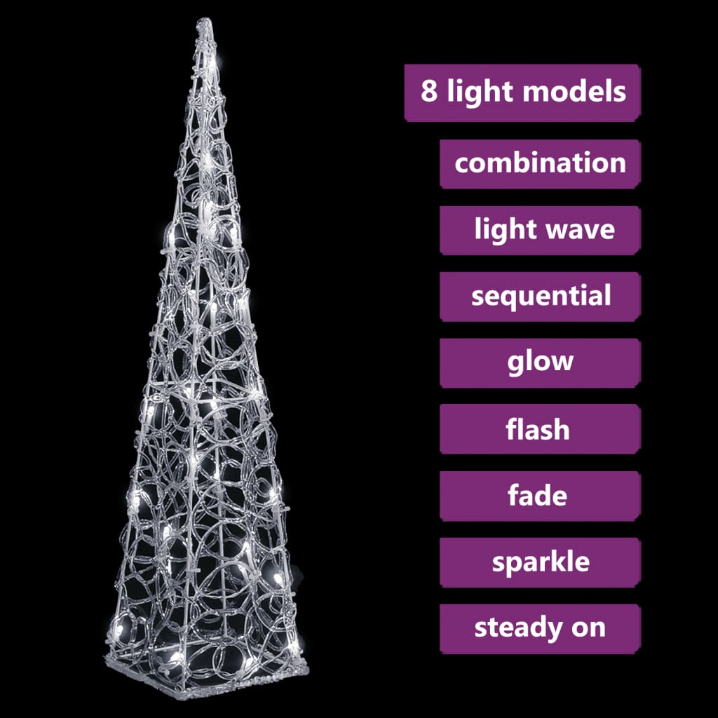 LED-Leuchtkegel Acryl Deko Kaltweiß 60 cm