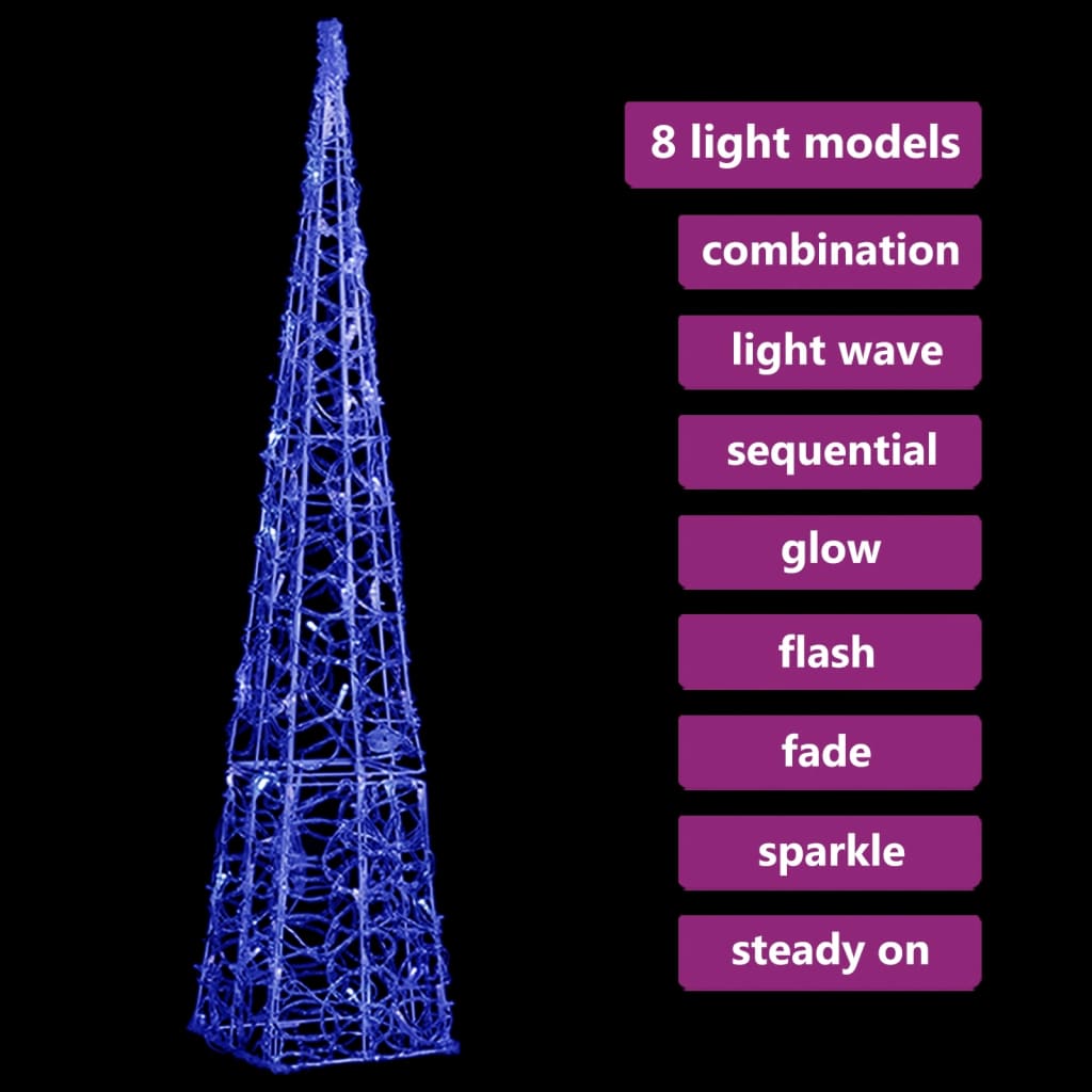 LED-Leuchtkegel Acryl Deko Blau 90 cm