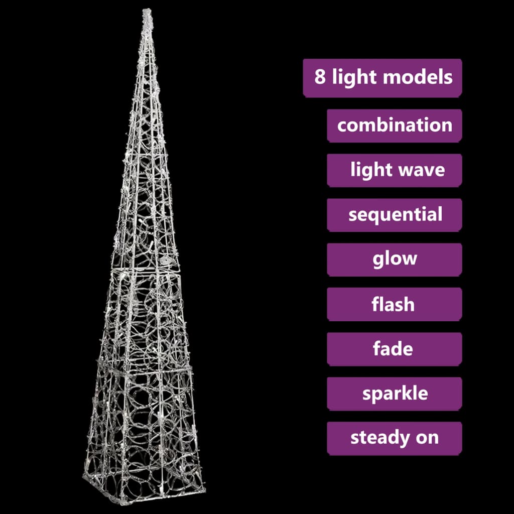 LED-Leuchtkegel Acryl Deko Kaltweiß 120 cm