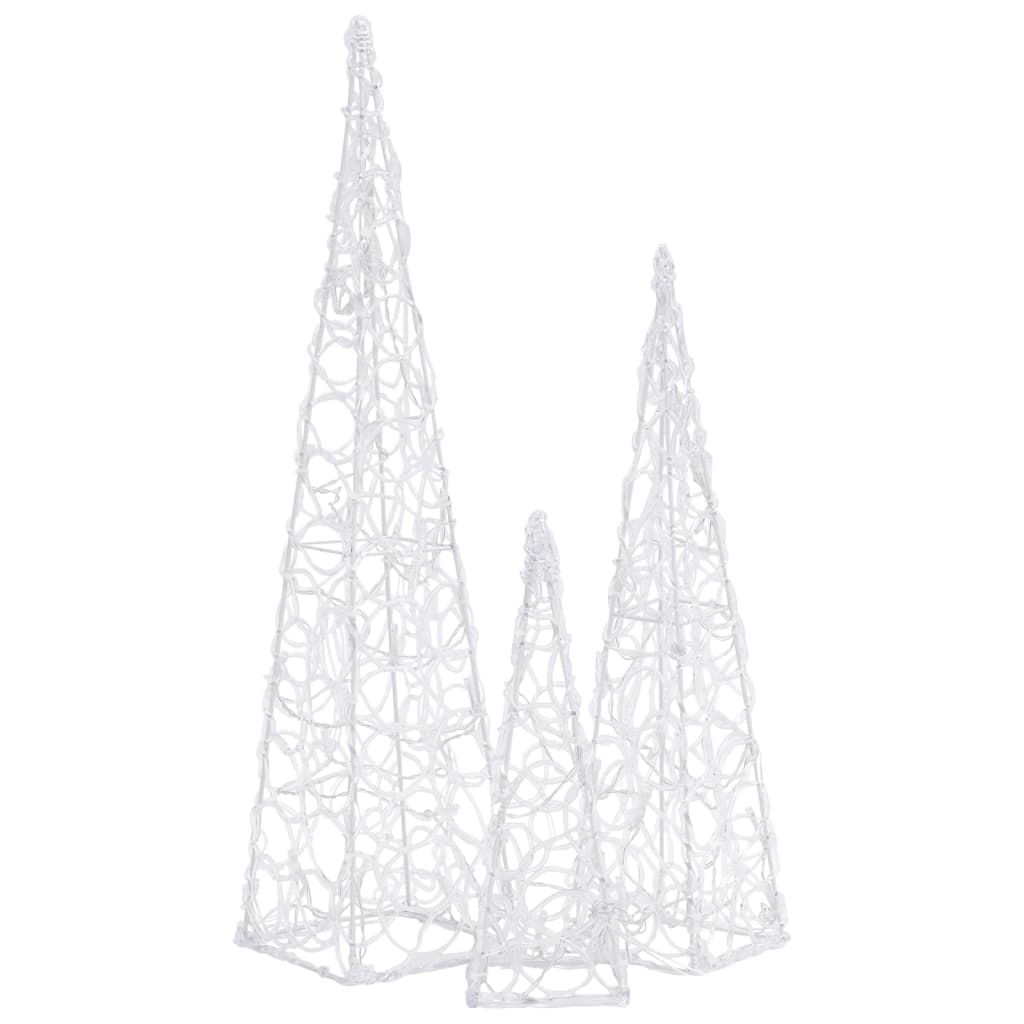 LED-Leuchtkegel-Set Acryl Deko Blau 30/45/60 cm
